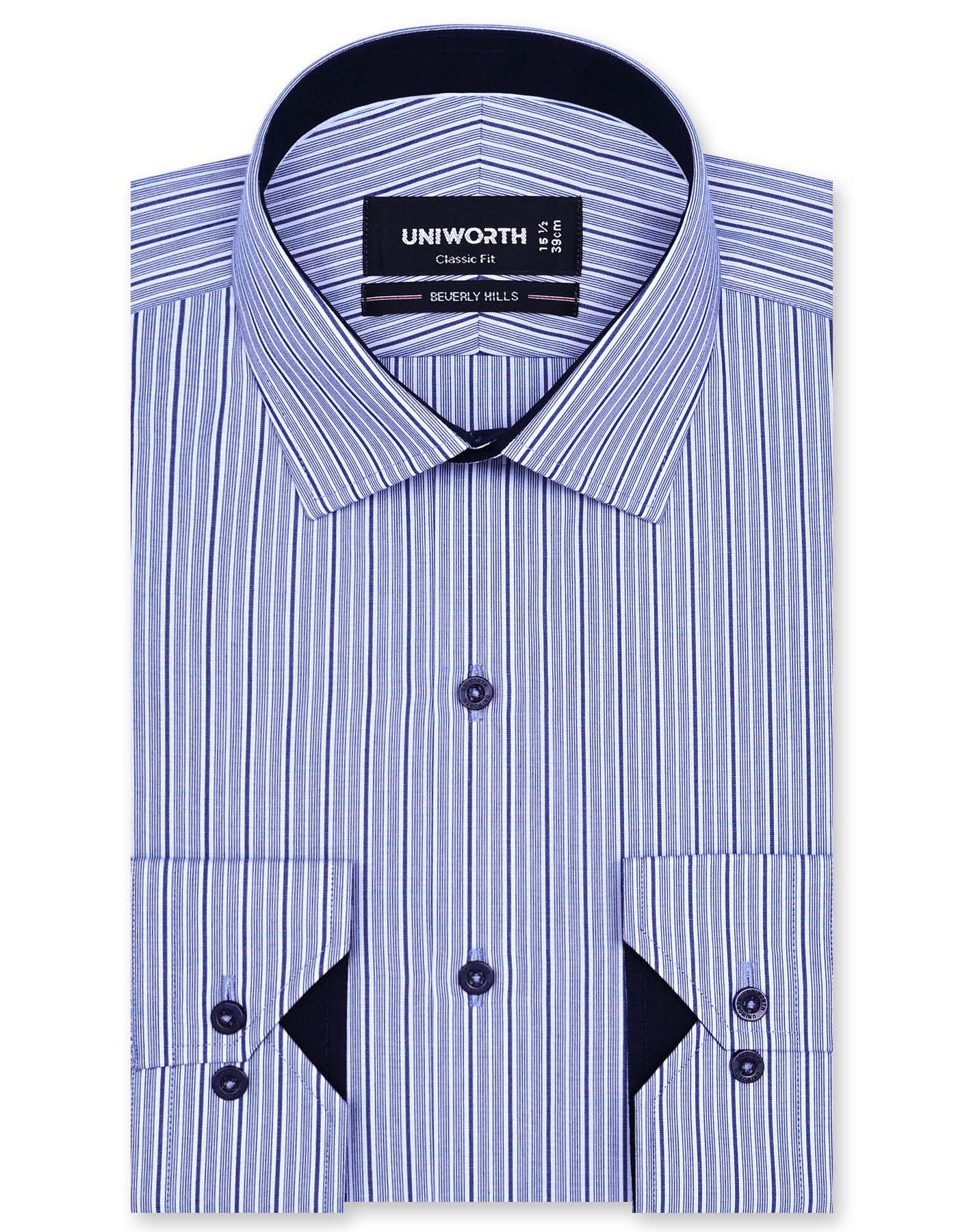 Stripe Blue Classic Fit Shirt FS2784-2RF-14.5
