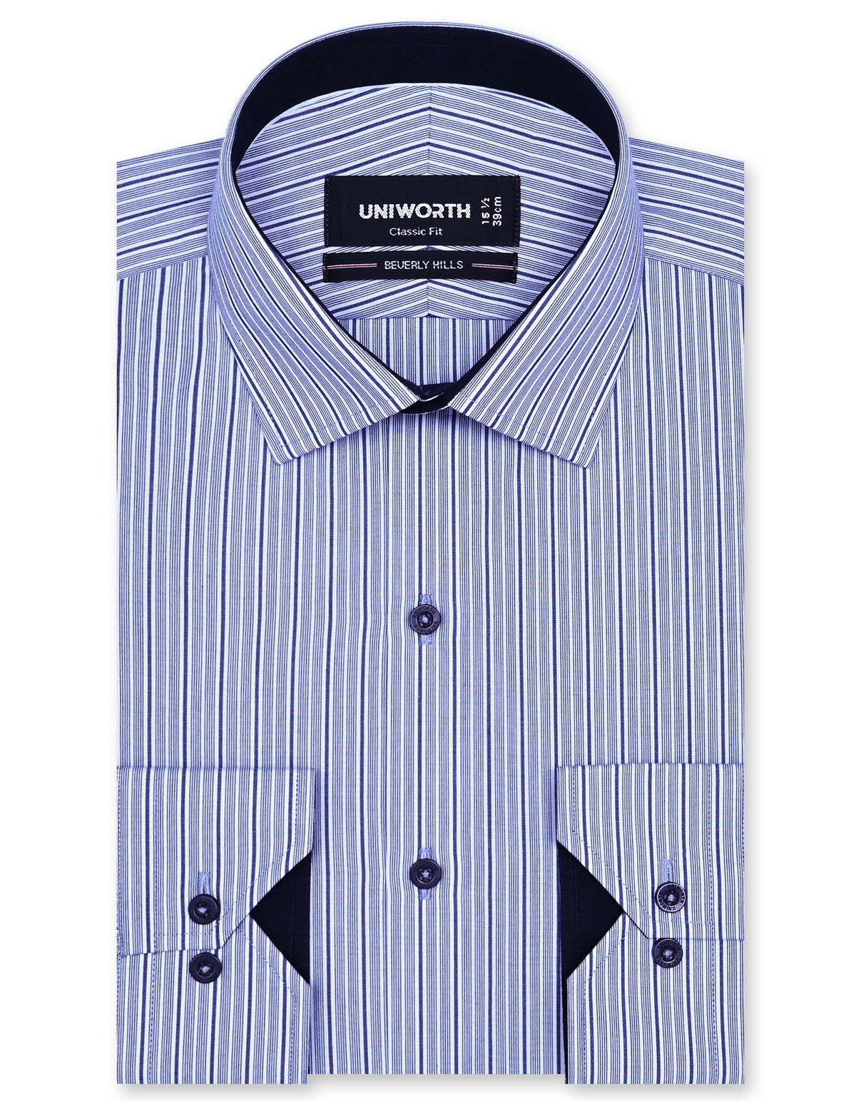 Stripe Blue Classic Fit Shirt FS2784-2RF-14.5
