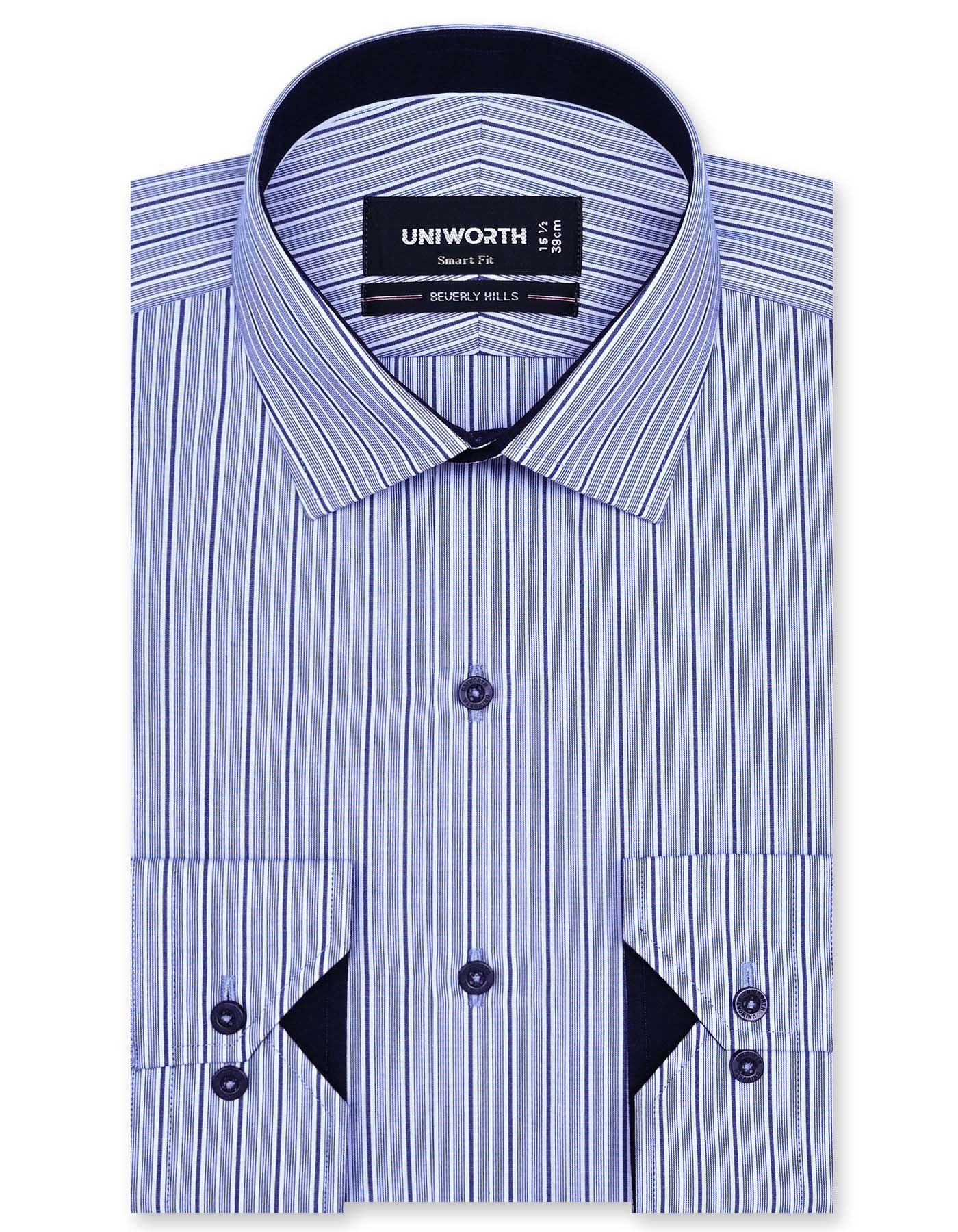 Stripe Blue Tailored Smart Fit Shirt FS2784-2SF-14.5