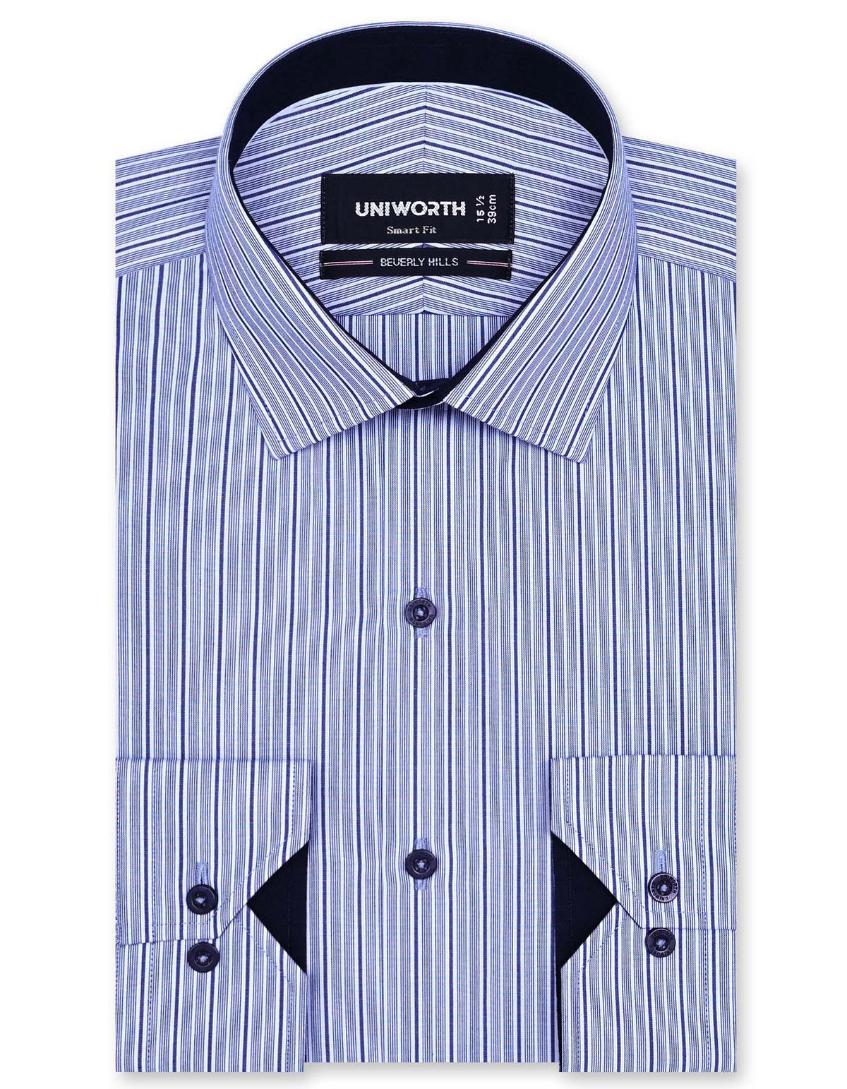 Stripe Blue Tailored Smart Fit Shirt FS2784-2SF-14.5