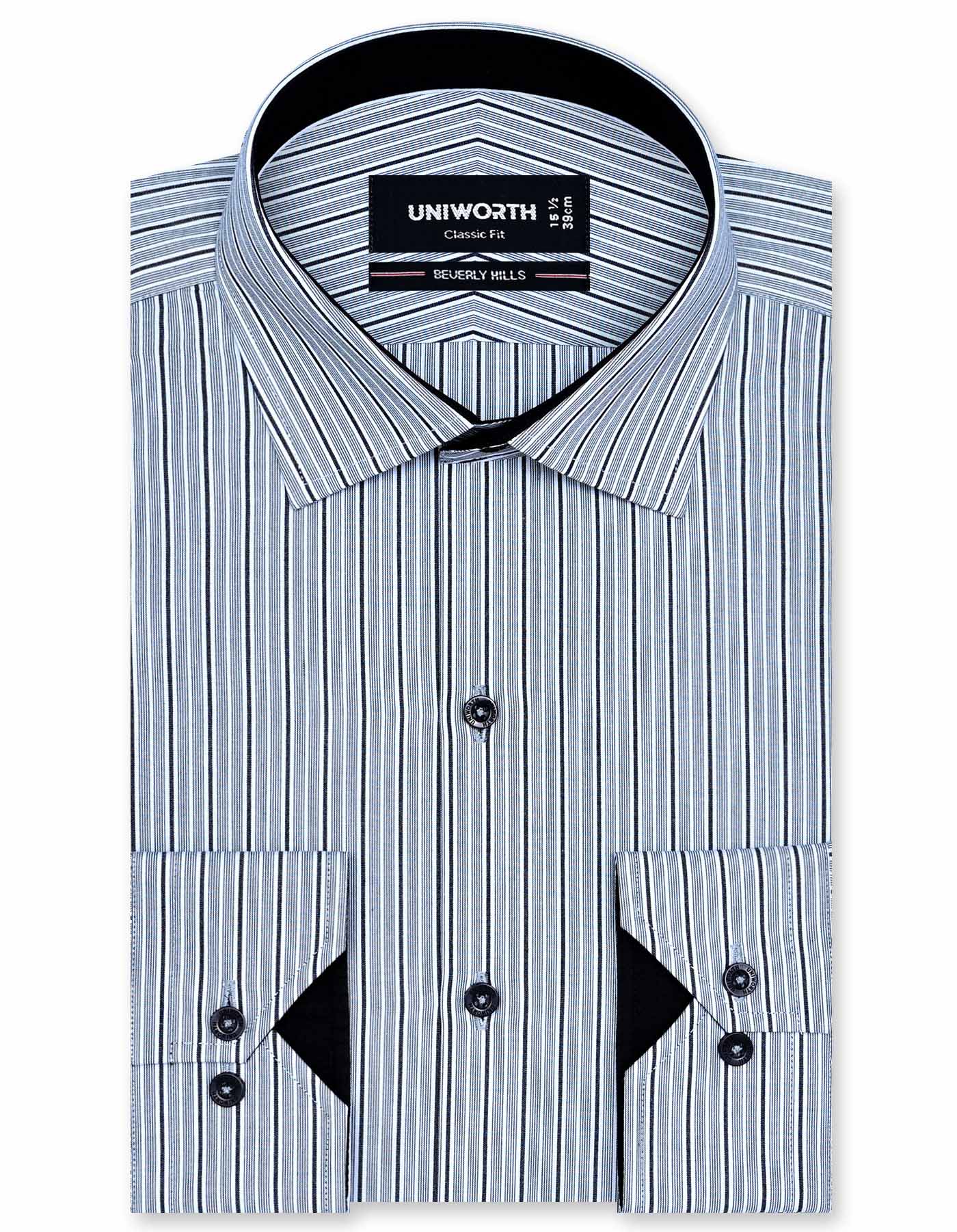 Stripe Charcoal Classic Fit Shirt FS2785-2RF-14.5