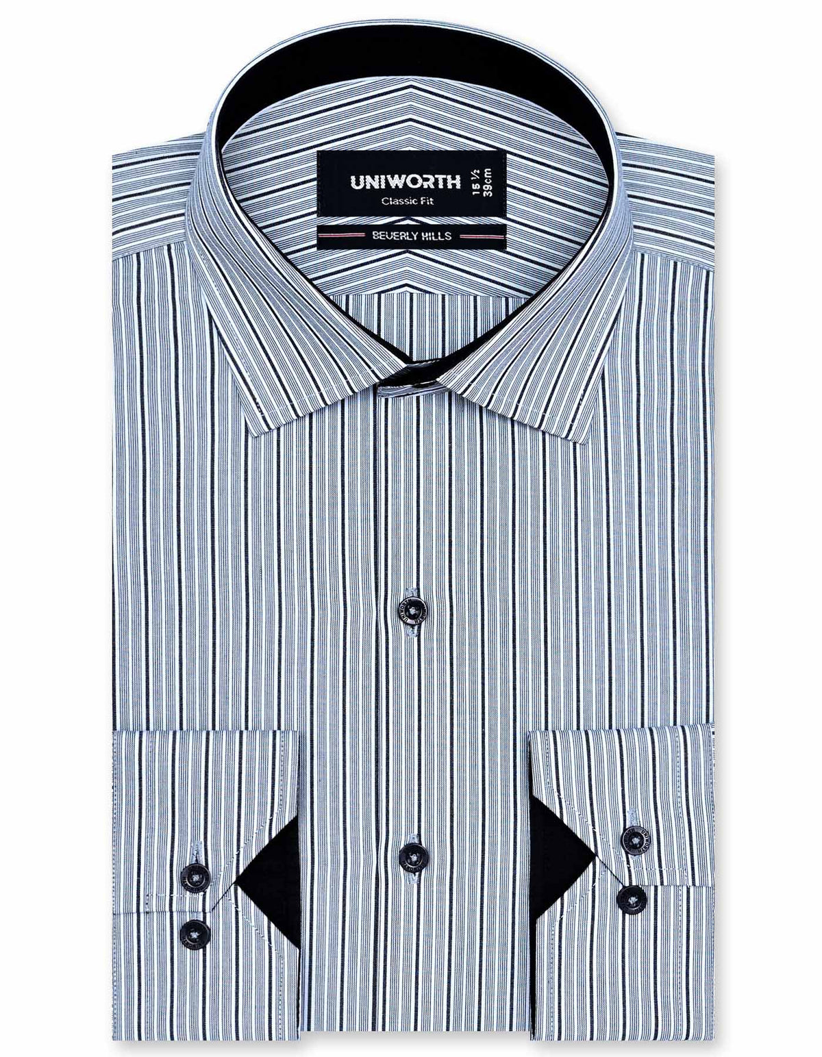 Stripe Charcoal Classic Fit Shirt FS2785-2RF-14.5
