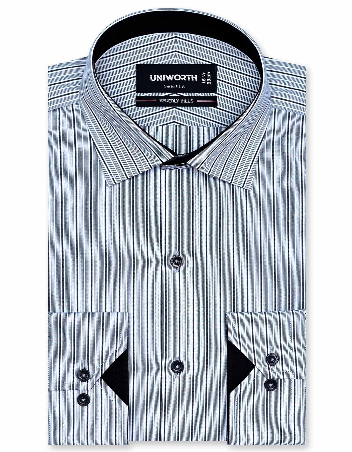 Stripe Charcoal Tailored Smart Fit Shirt FS2785-2SF-14.5