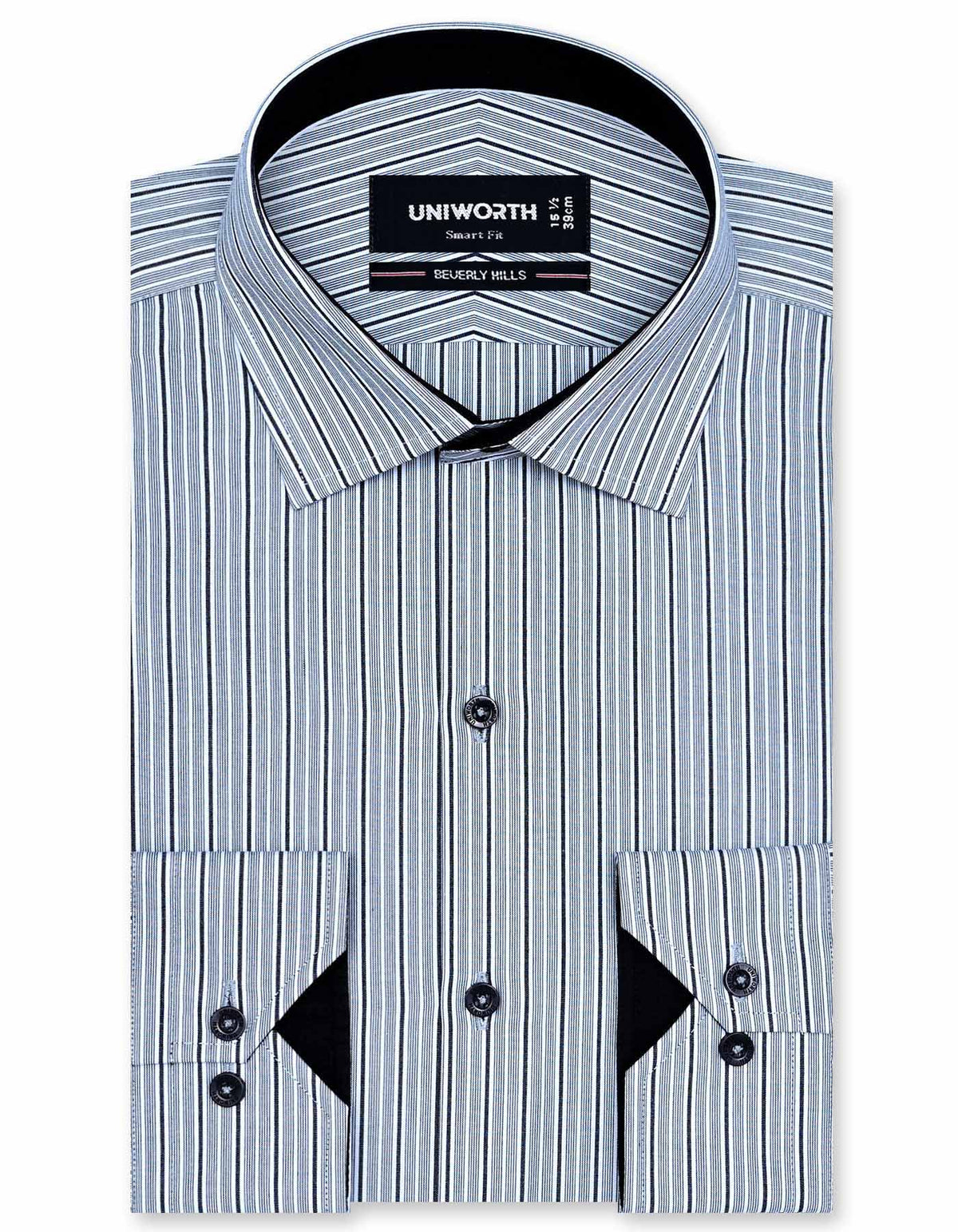 Stripe Charcoal Tailored Smart Fit Shirt FS2785-2SF-14.5