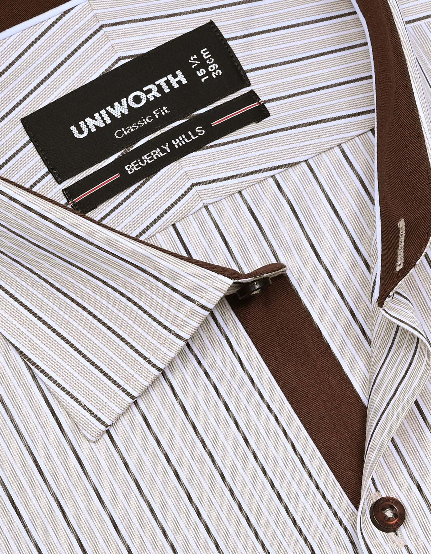 Stripe D Brown Classic Fit Shirt FS2786-2RF-15