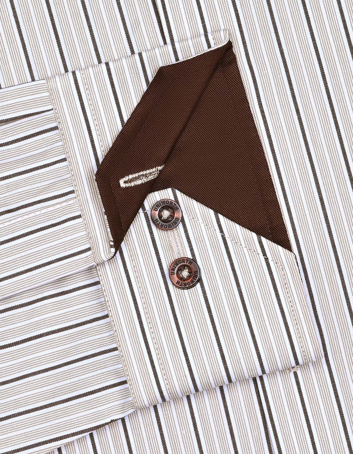 Stripe D Brown Tailored Smart Fit Shirt FS2786-2SF-15.5
