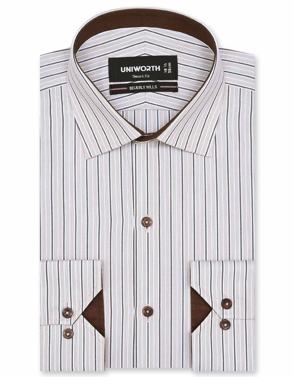 Stripe D Brown Tailored Smart Fit Shirt FS2786-2SF-14.5