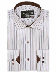 Stripe D Brown Tailored Smart Fit Shirt FS2786-2SF-14.5