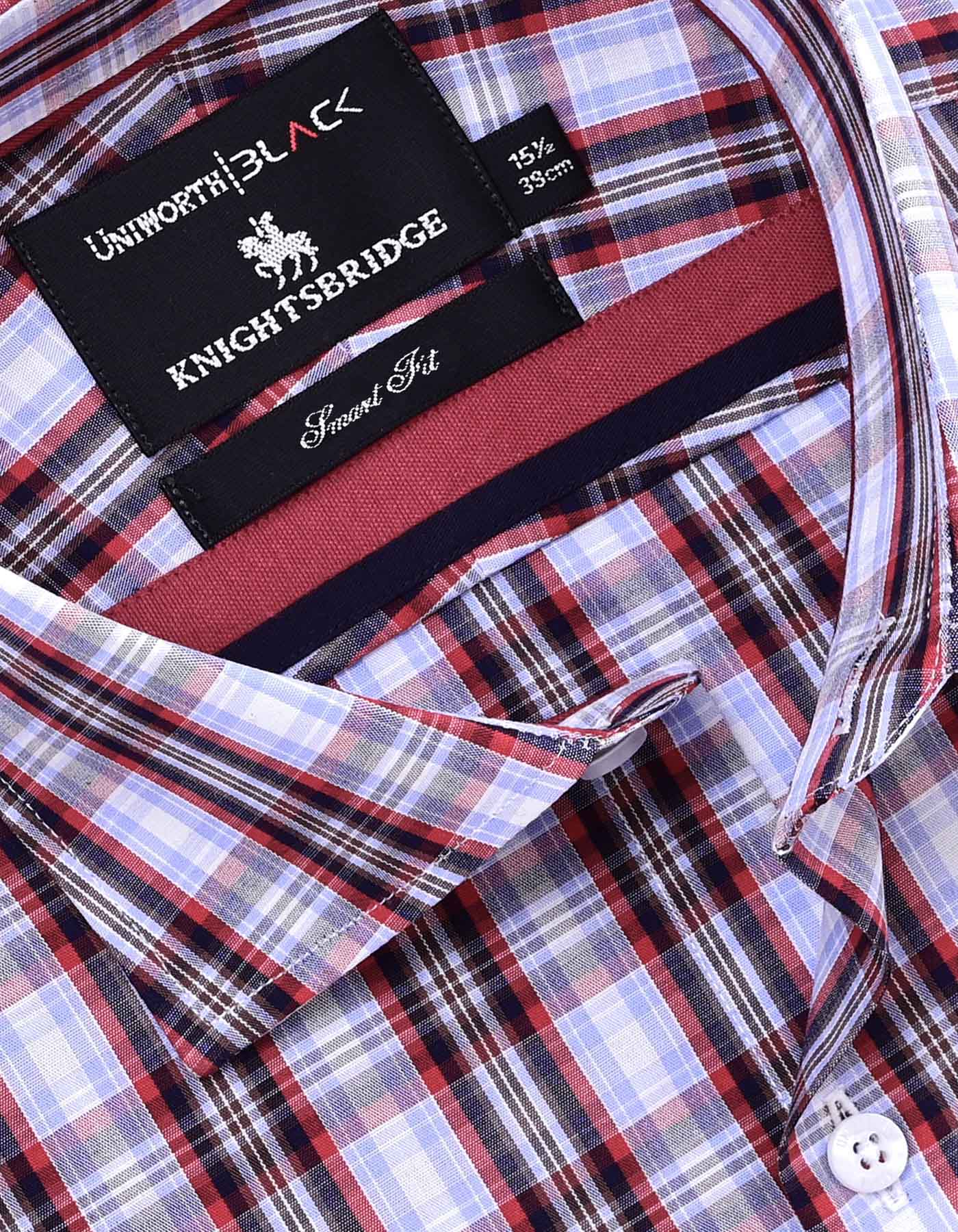 Check Sky/Maroon Tailored Smart Fit Shirt FS2787-1SF-15.5