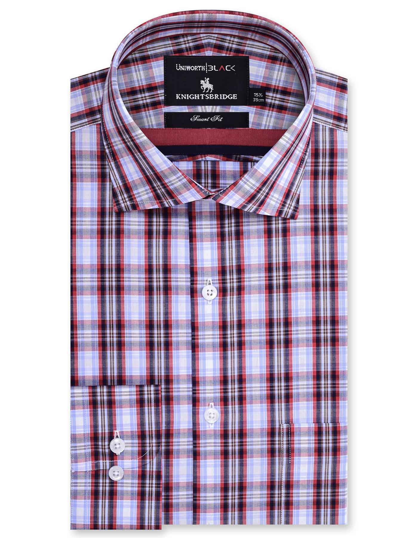 Check Sky/Maroon Tailored Smart Fit Shirt FS2787-1SF-15