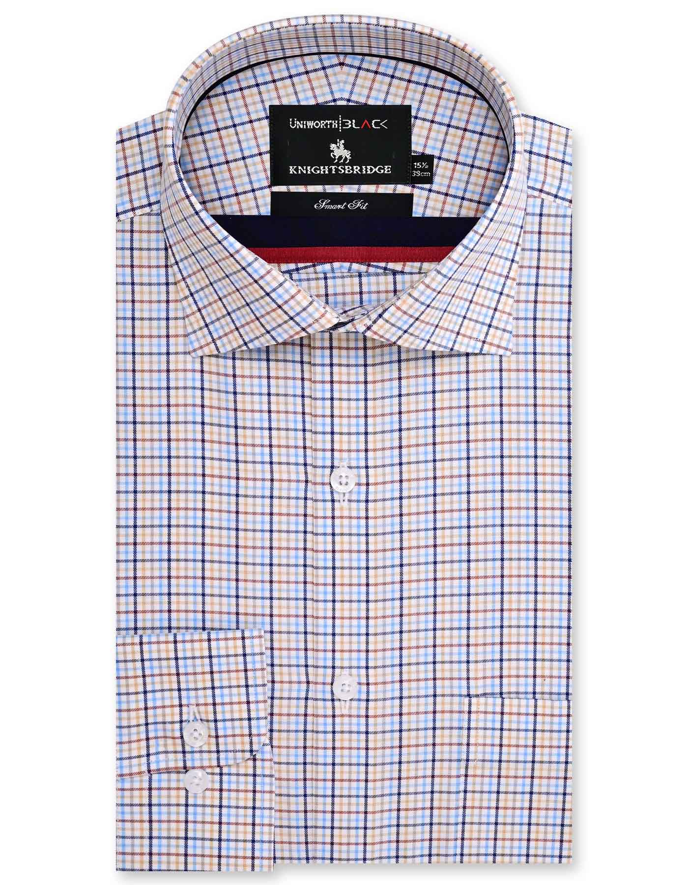 Check Navy/Red Tailored Smart Fit Shirt FS2789SF-14.5