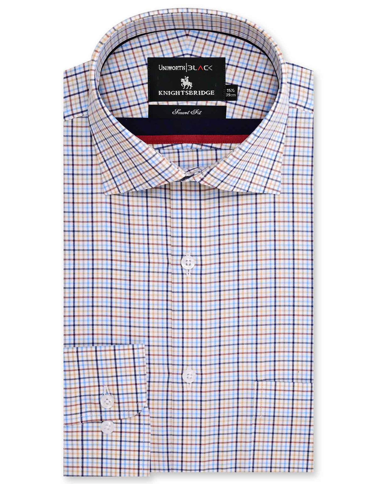 Check Navy/Red Tailored Smart Fit Shirt FS2789SF-14.5