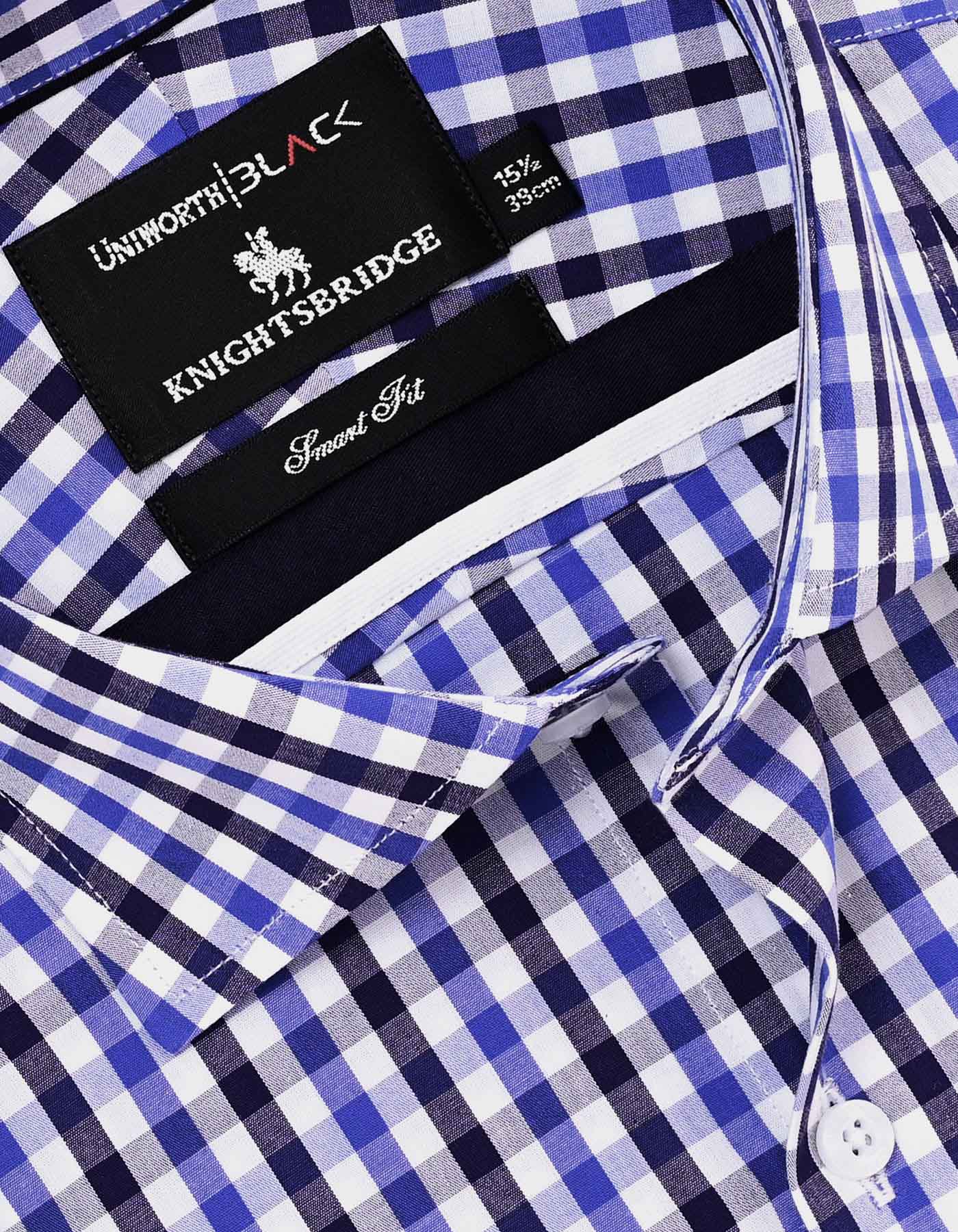 Check White/Blue Tailored Smart Fit Shirt FS2790SF-15