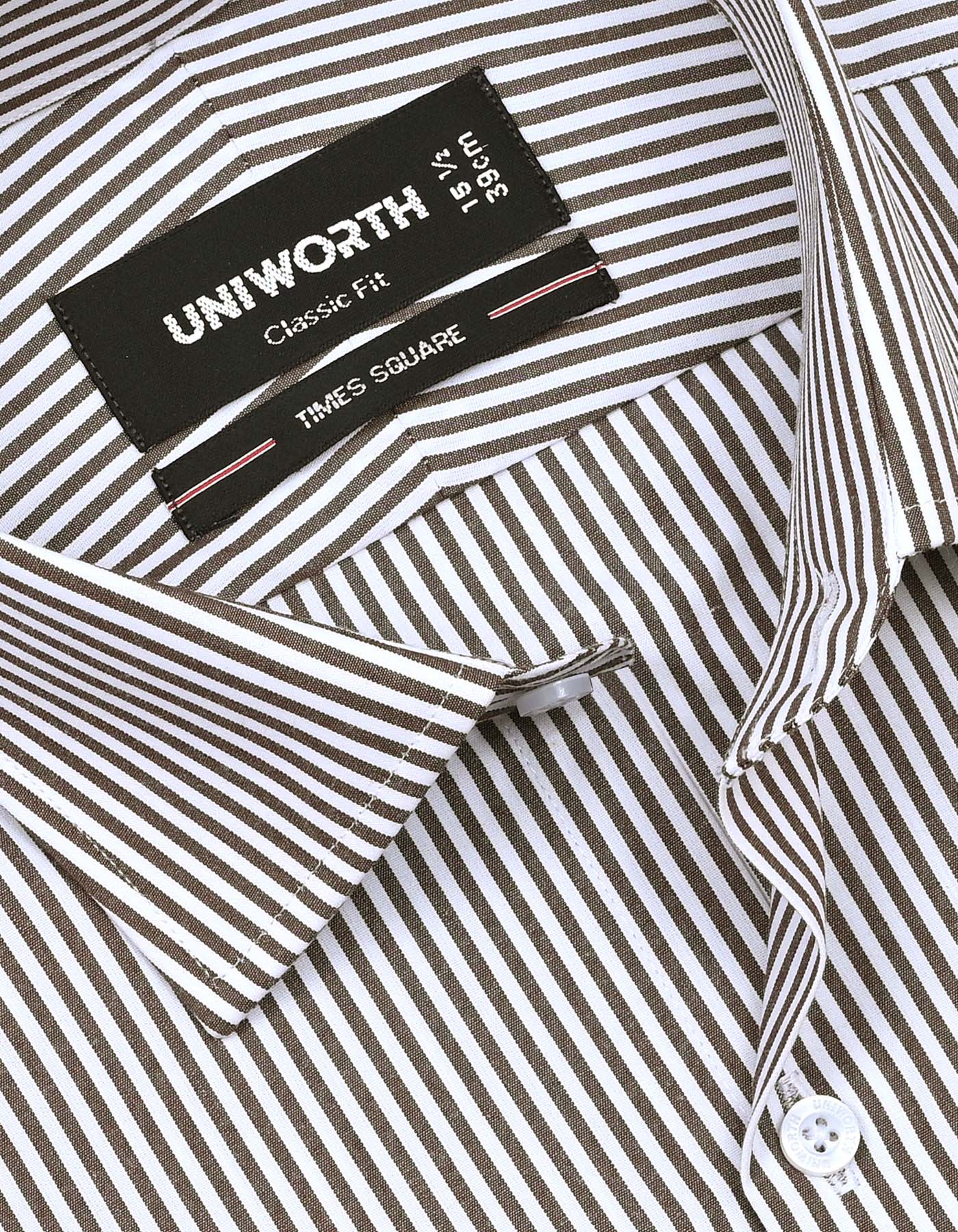 Stripe Brown Classic Fit Shirt FS2791RF-15