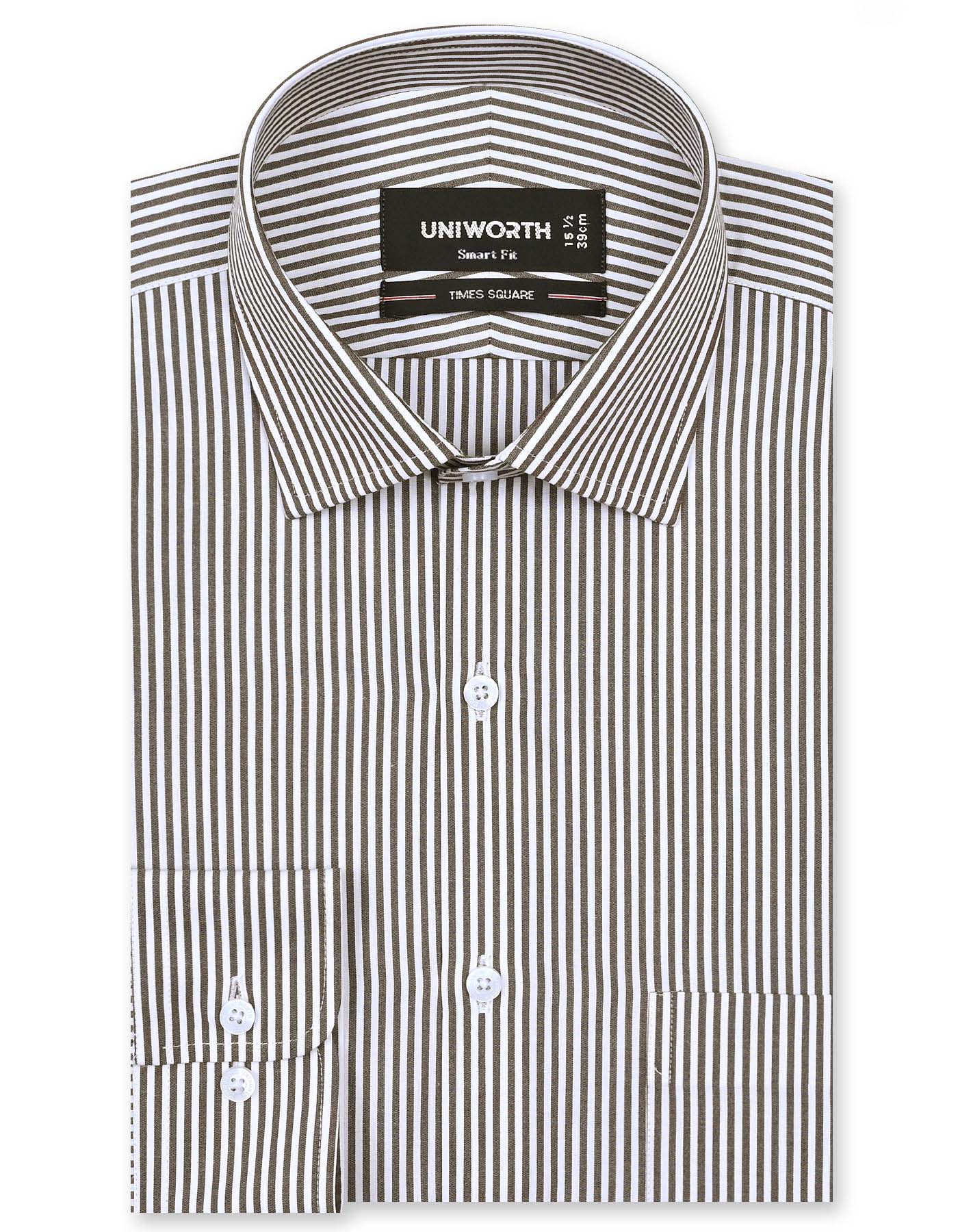 Stripe Brown Tailored Smart Fit Shirt FS2791SF-14.5