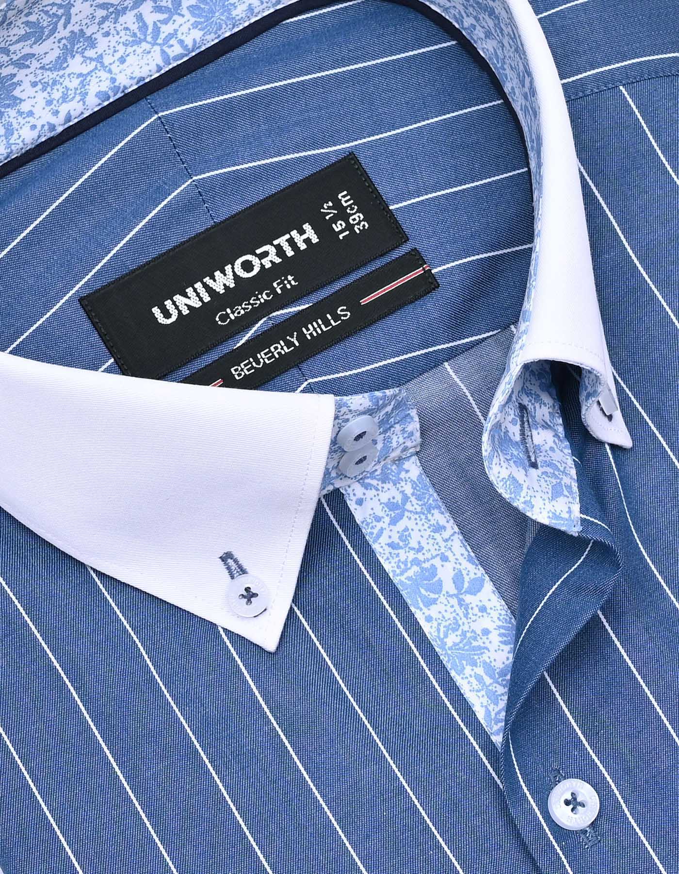 Stripe Blue Classic Fit Shirt FS2820-1RF-15