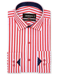 Stripe Red Classic Fit Shirt FS2822-1RF-14.5