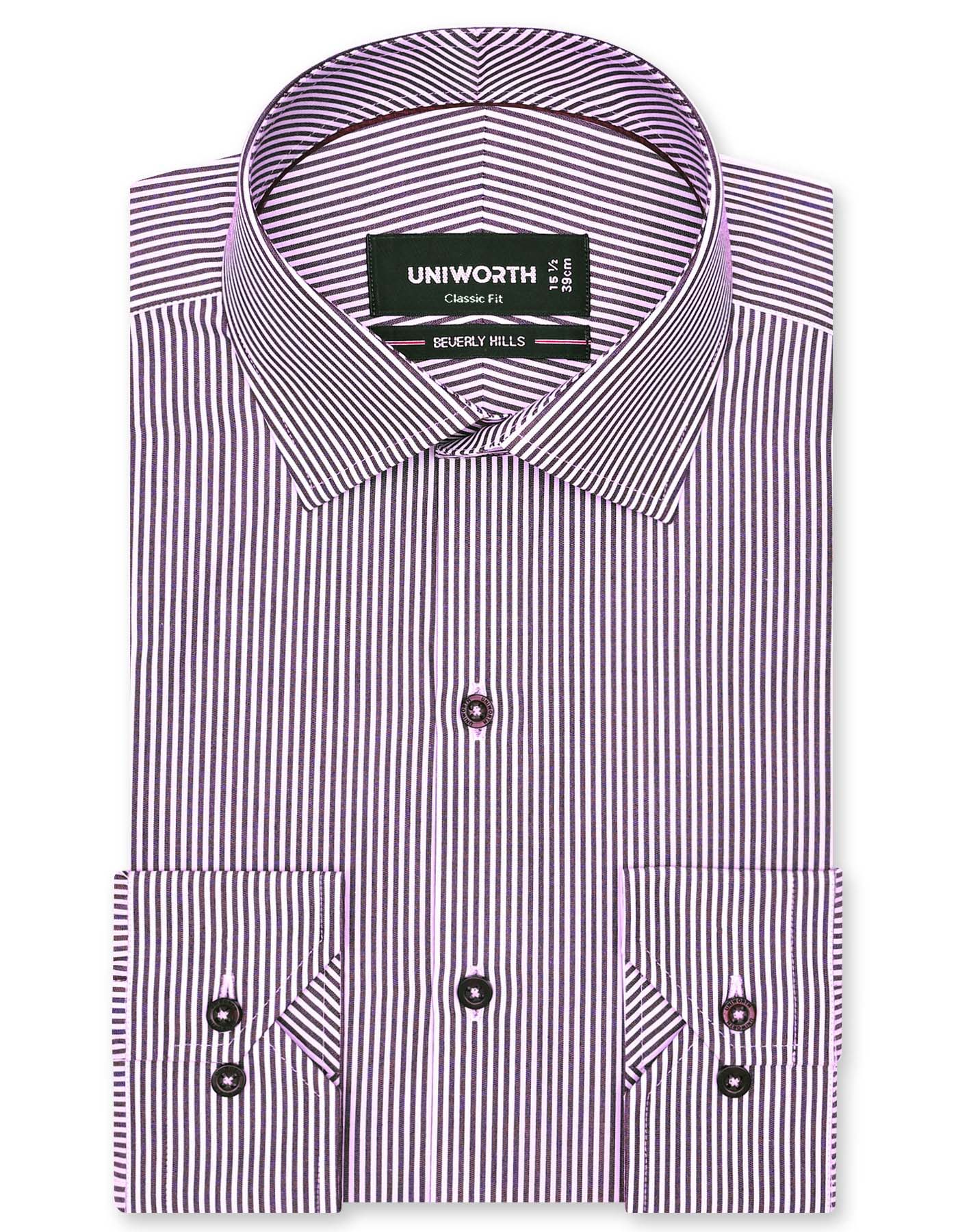 Stripe Maroon Classic Fit Shirt FS2825RF-14.5