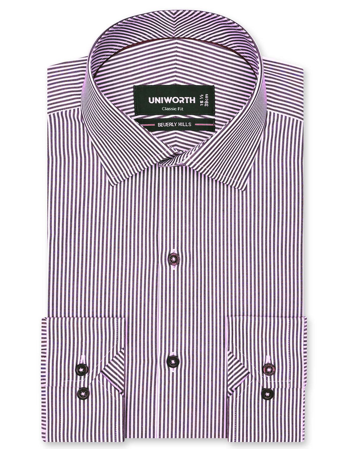 Stripe Maroon Classic Fit Shirt FS2825RF-14.5