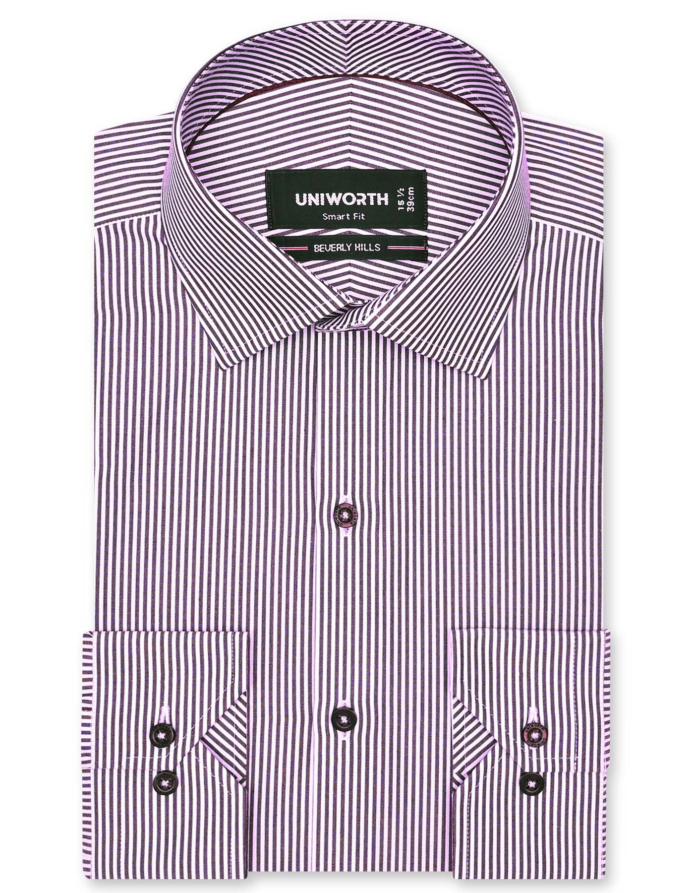 Stripe Maroon Tailored Smart Fit Shirt FS2825SF-14.5