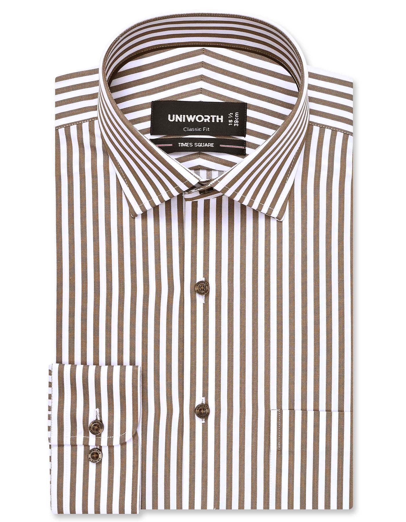 Stripe Brown Classic Fit Shirt FS2830RF-14.5