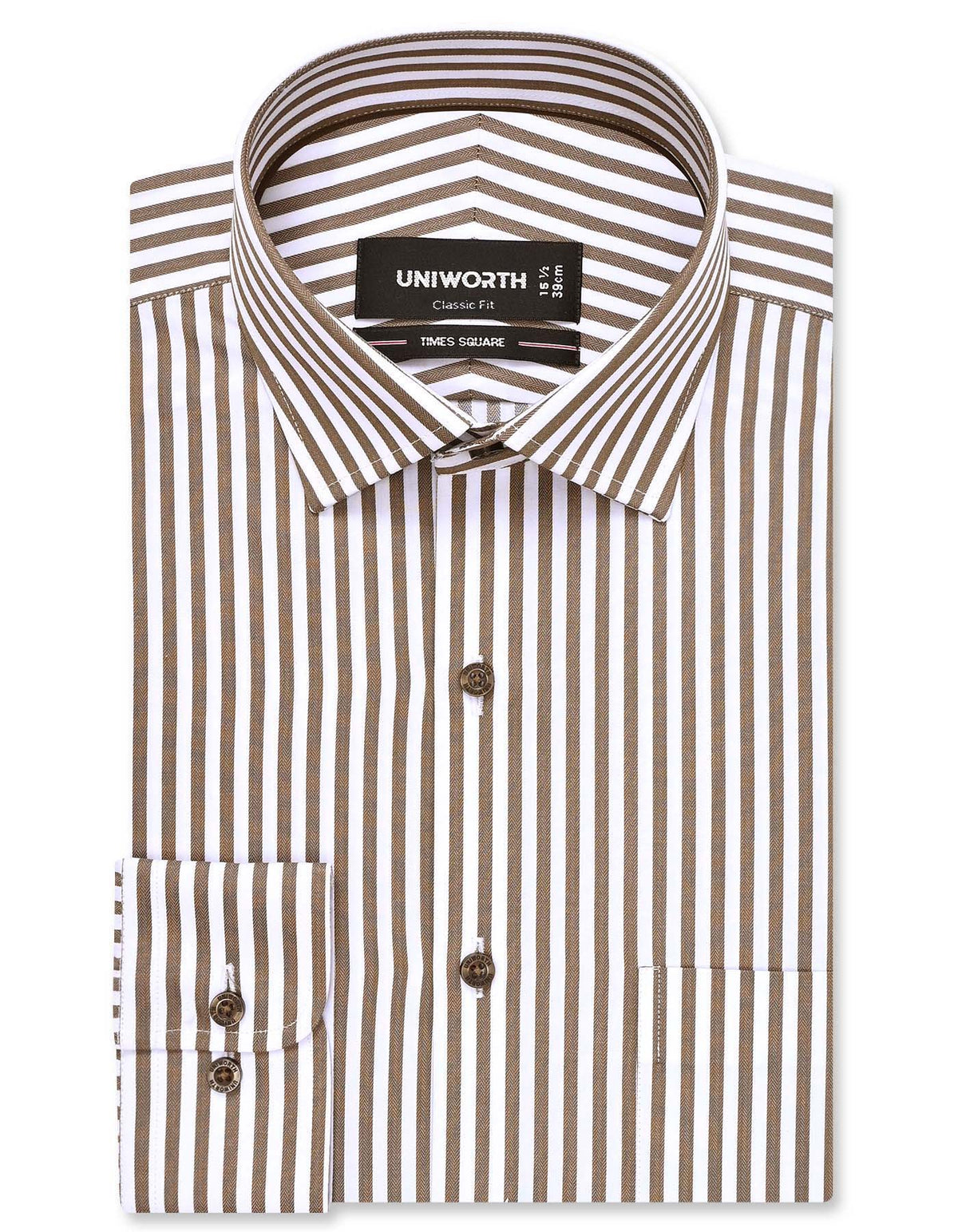 Stripe Brown Classic Fit Shirt FS2830RF-14.5