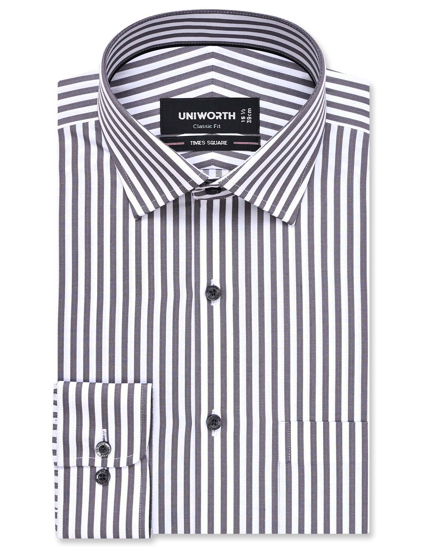 Stripe D Grey Classic Fit Shirt FS2831-1RF-14.5