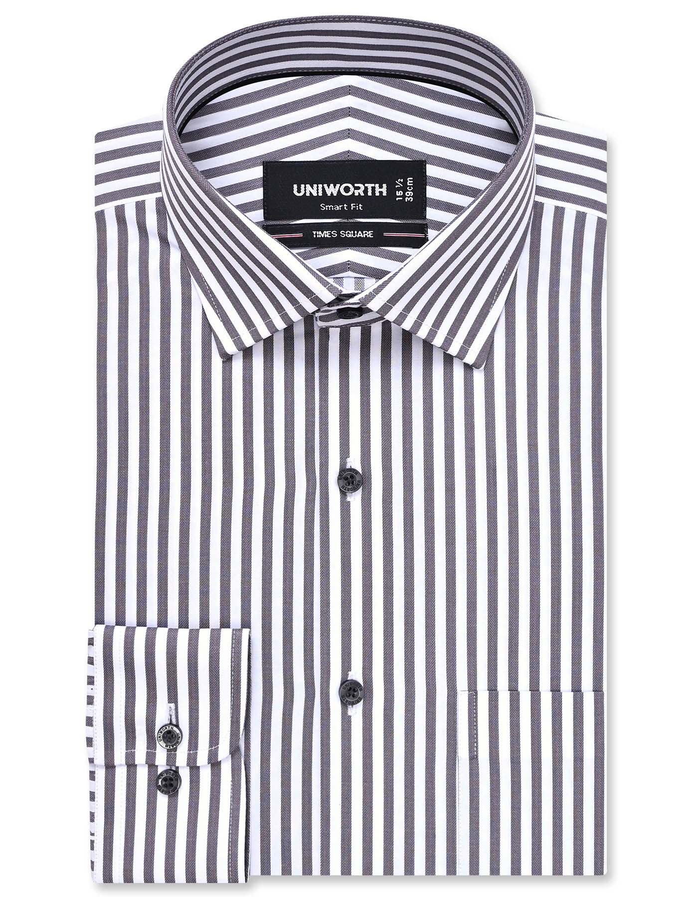 Stripe D Grey Tailored Smart Fit Shirt FS2831-1SF-14.5