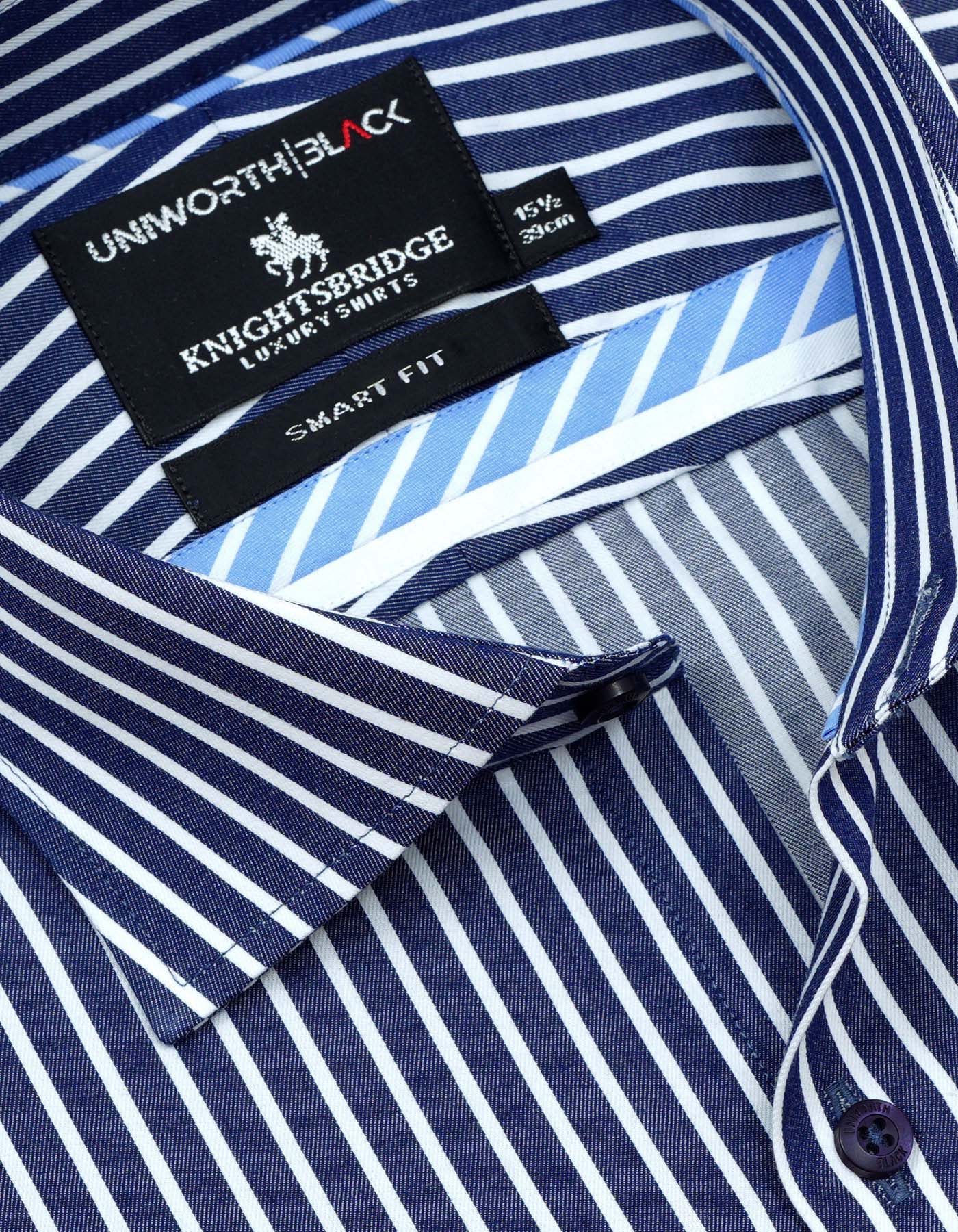 Stripe Navy Tailored Smart Fit Shirt FS2833SF-15