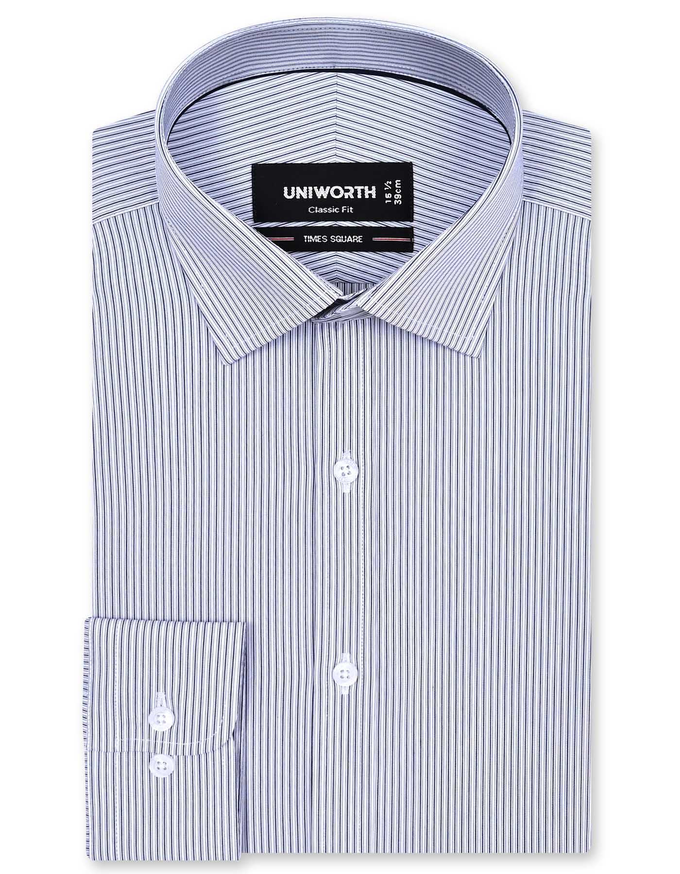Stripe Navy Classic Fit Shirt FS2853-1RF-14.5