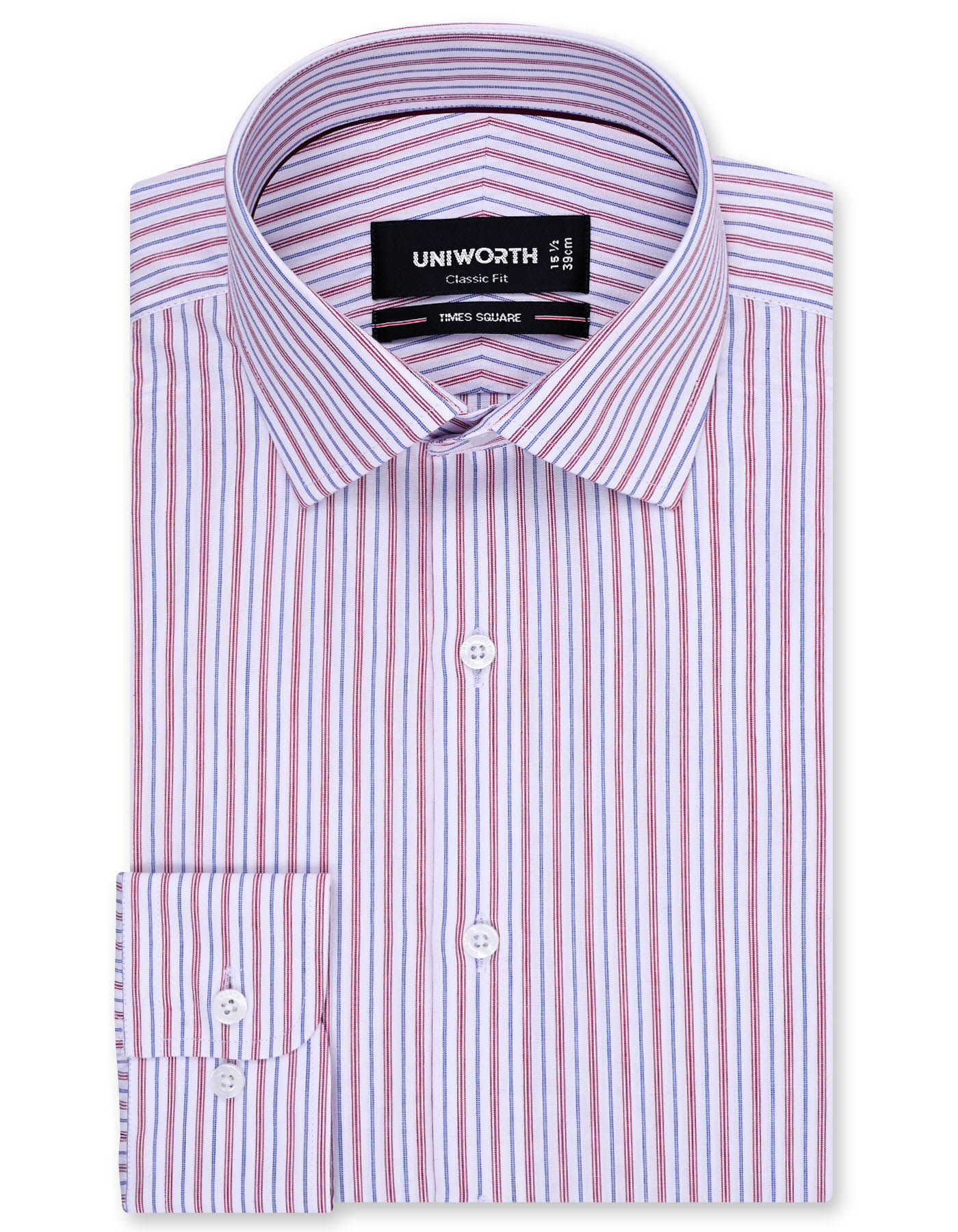 Stripe Maroon Classic Fit Shirt FS2863-1RF-14.5