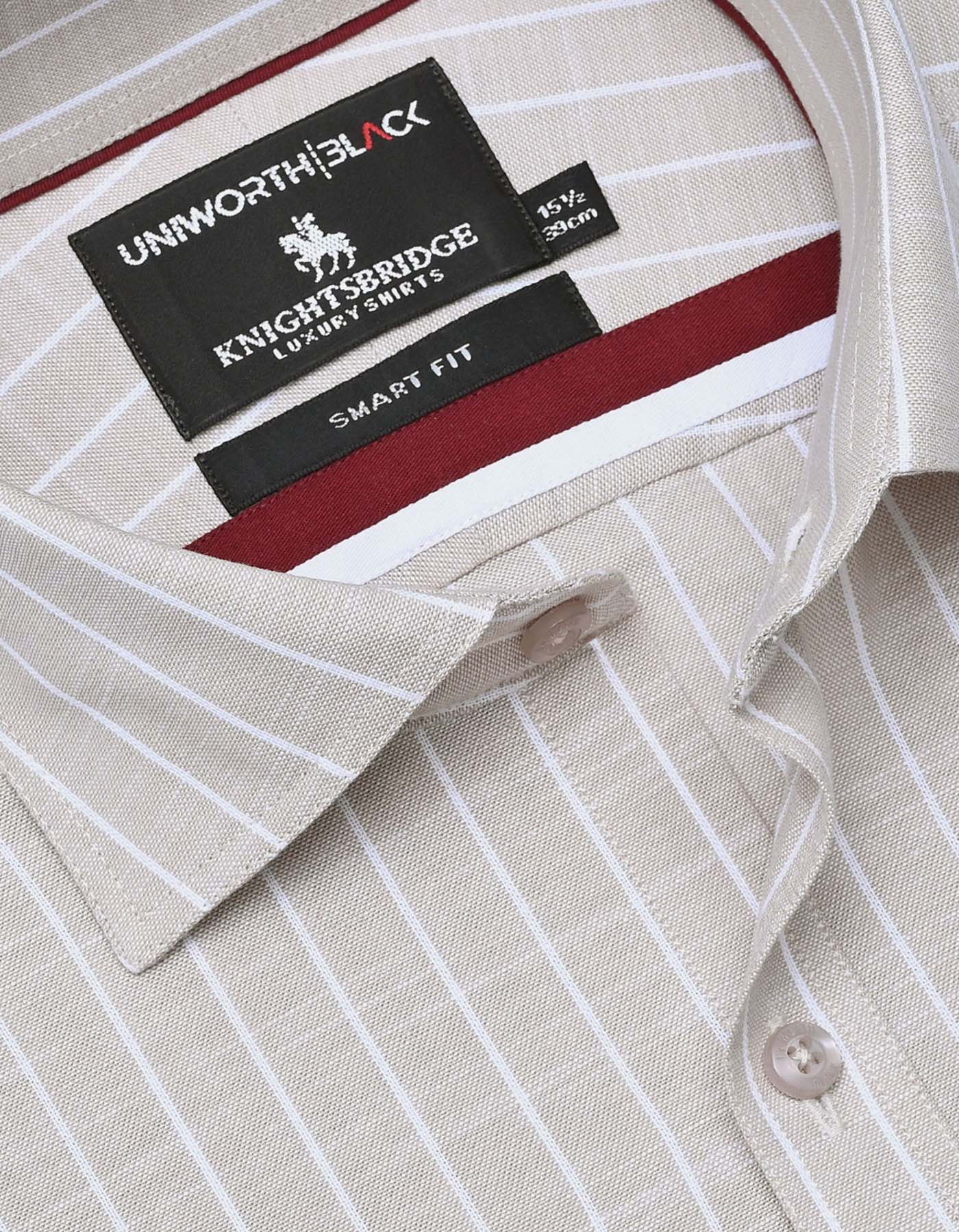 Stripe Beige Tailored Smart Fit Shirt FS2867-1SF-15