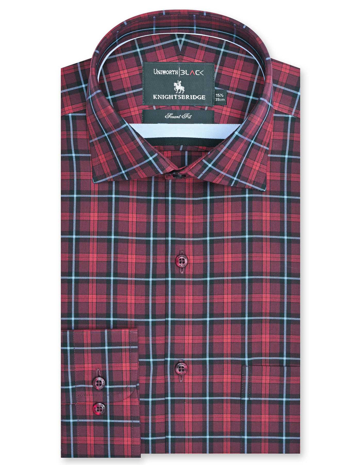 Check Maroon/Sky Tailored Smart Fit Shirt FS2867SF-14.5