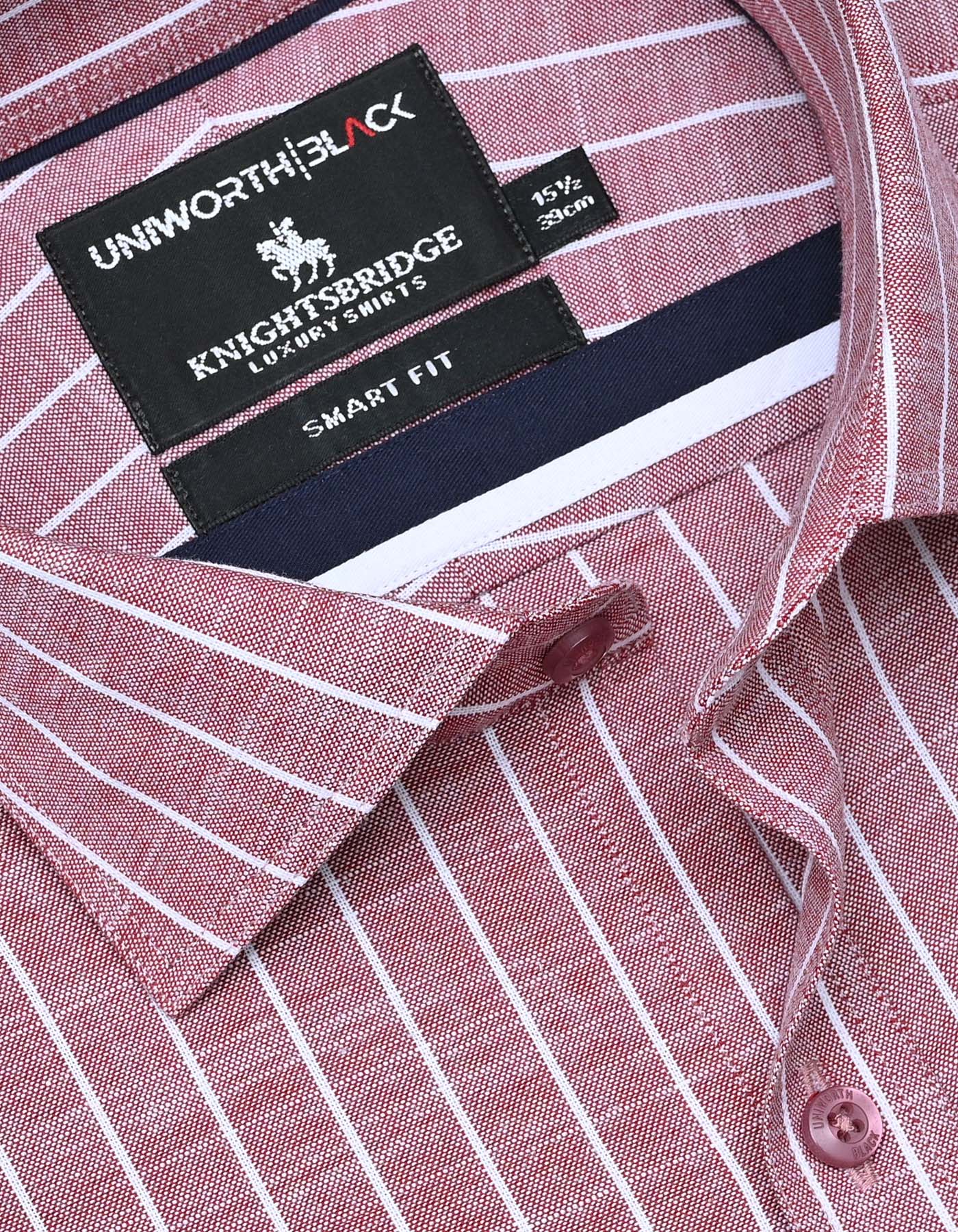 Stripe Maroon Tailored Smart Fit Shirt FS2868-1SF-15