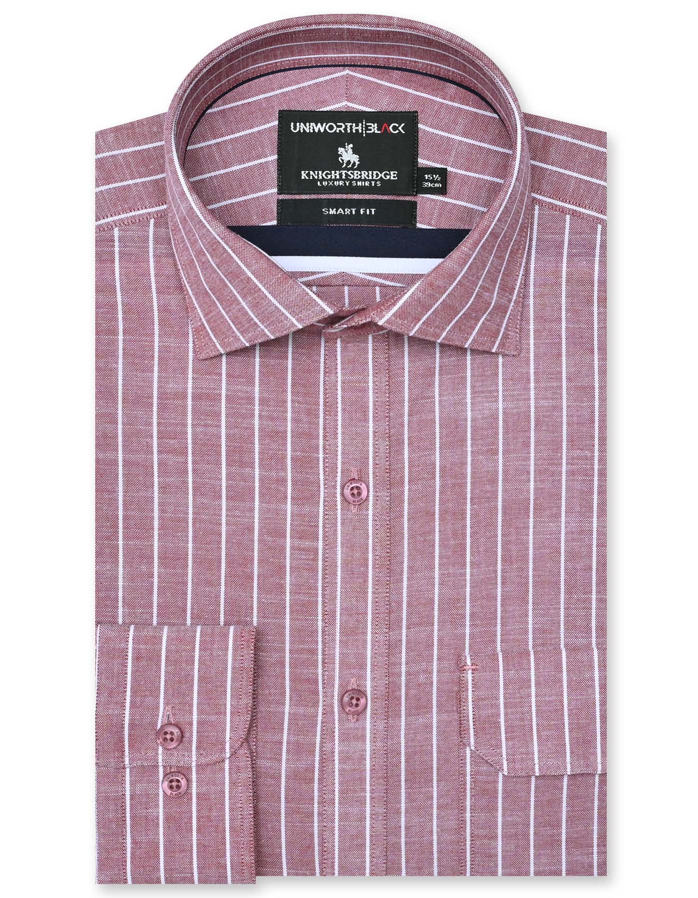 Stripe Maroon Tailored Smart Fit Shirt FS2868-1SF-14.5