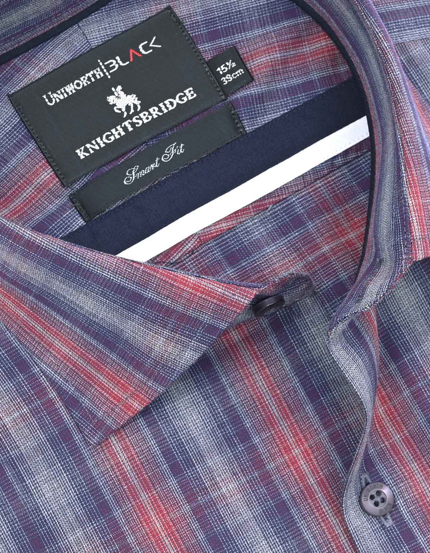 Check Maroon/Grey Tailored Smart Fit Shirt FS2869SF-15