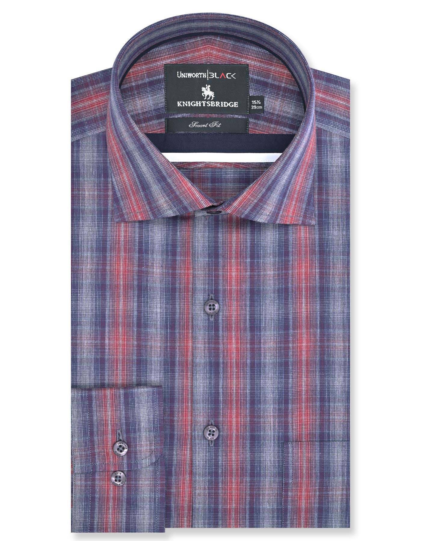 Check Maroon/Grey Tailored Smart Fit Shirt FS2869SF-14.5