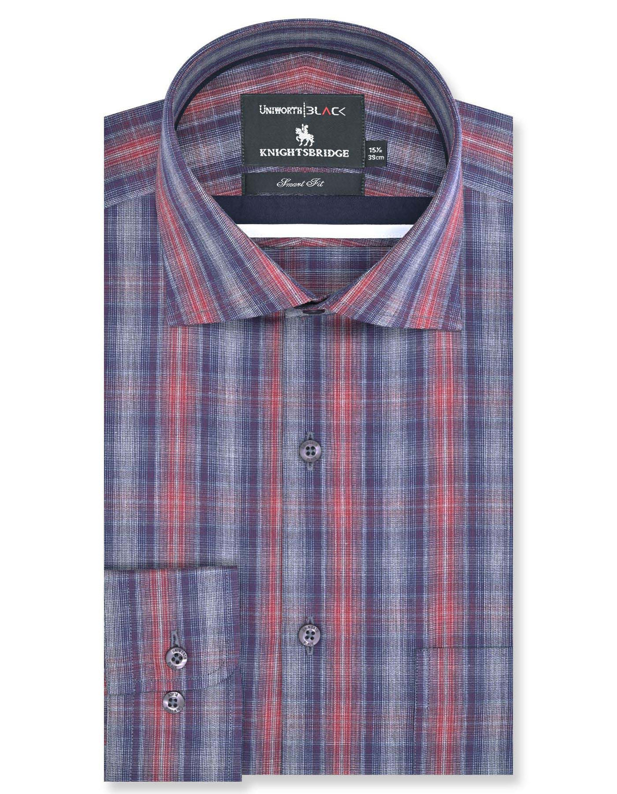 Check Maroon/Grey Tailored Smart Fit Shirt FS2869SF-14.5