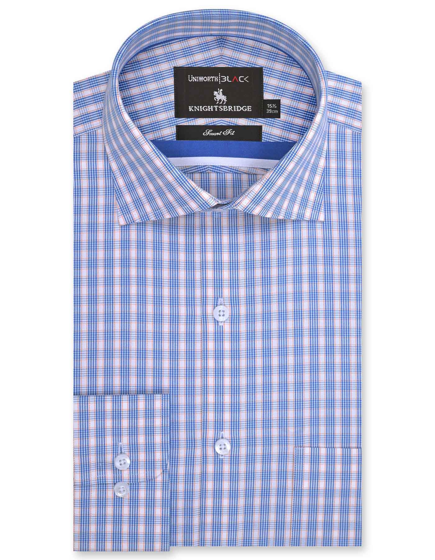 Check Blue/Orange Tailored Smart Fit Shirt FS2870SF-14.5