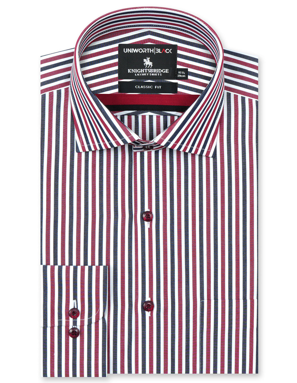 Stripe Maroon Classic Fit Shirt FS2875RF-14.5