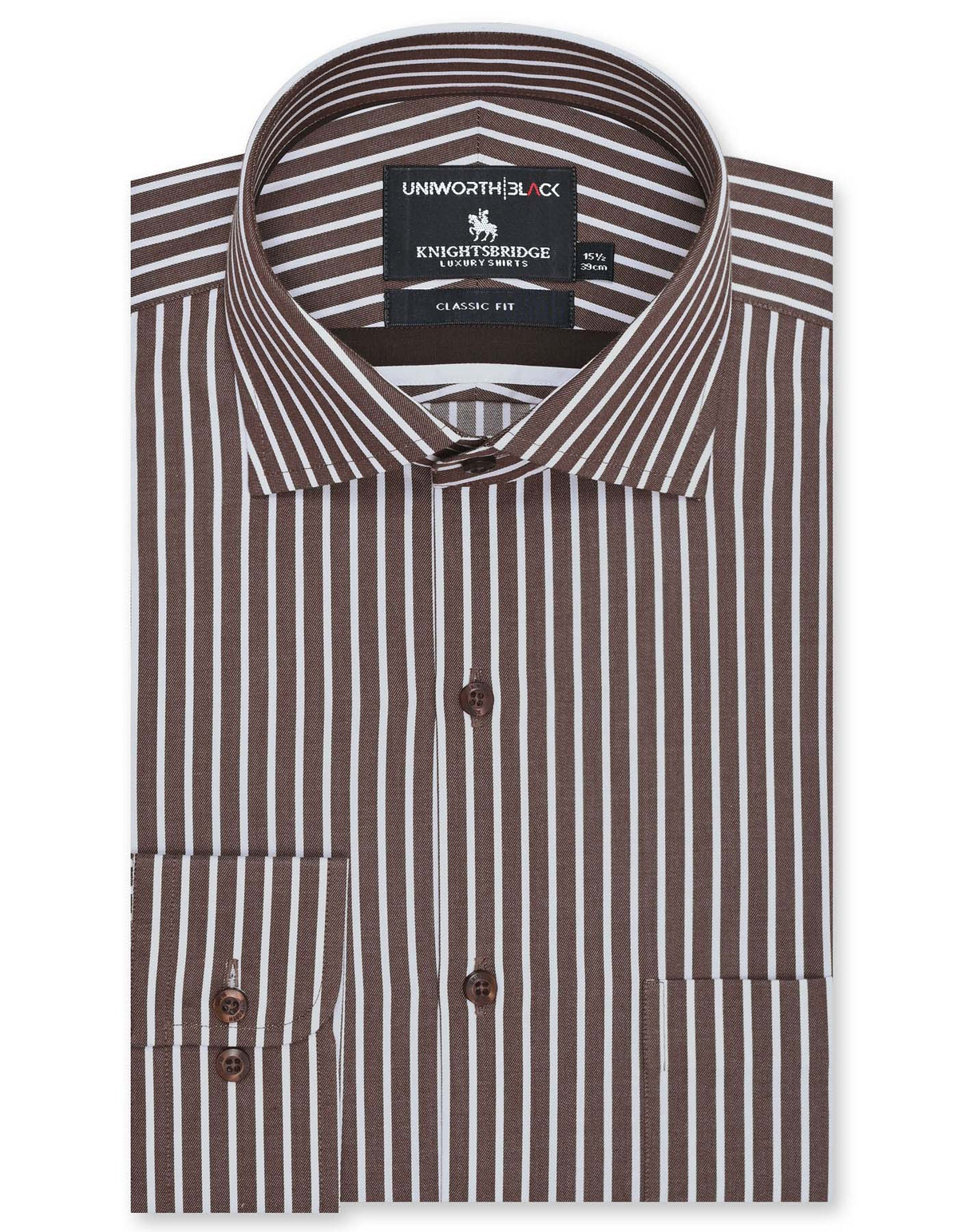 Stripe Brown Classic Fit Shirt FS2886-1RF-14.5