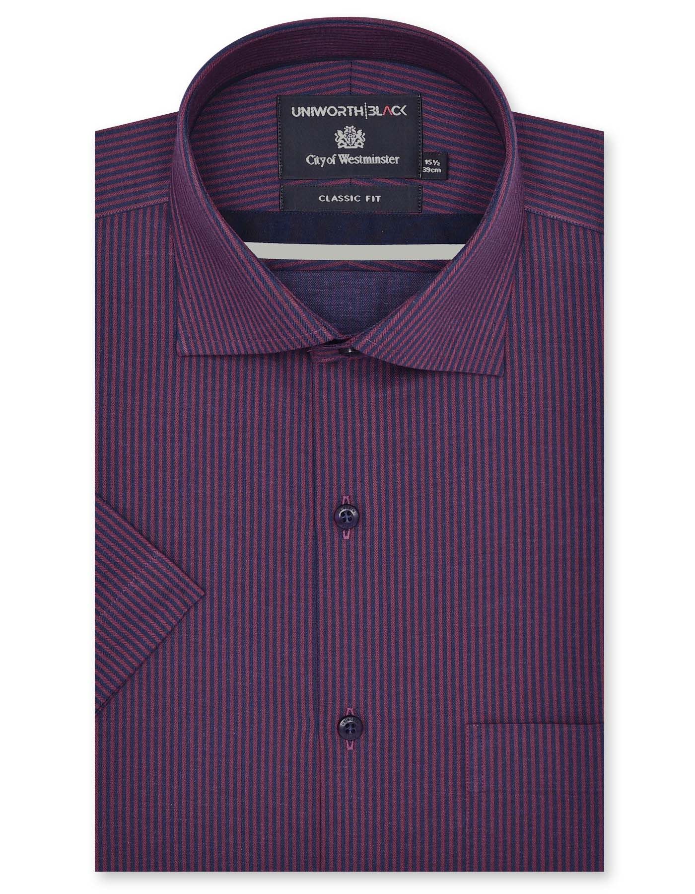 Stripe Maroon Classic Fit Shirt FS2888RH-14.5