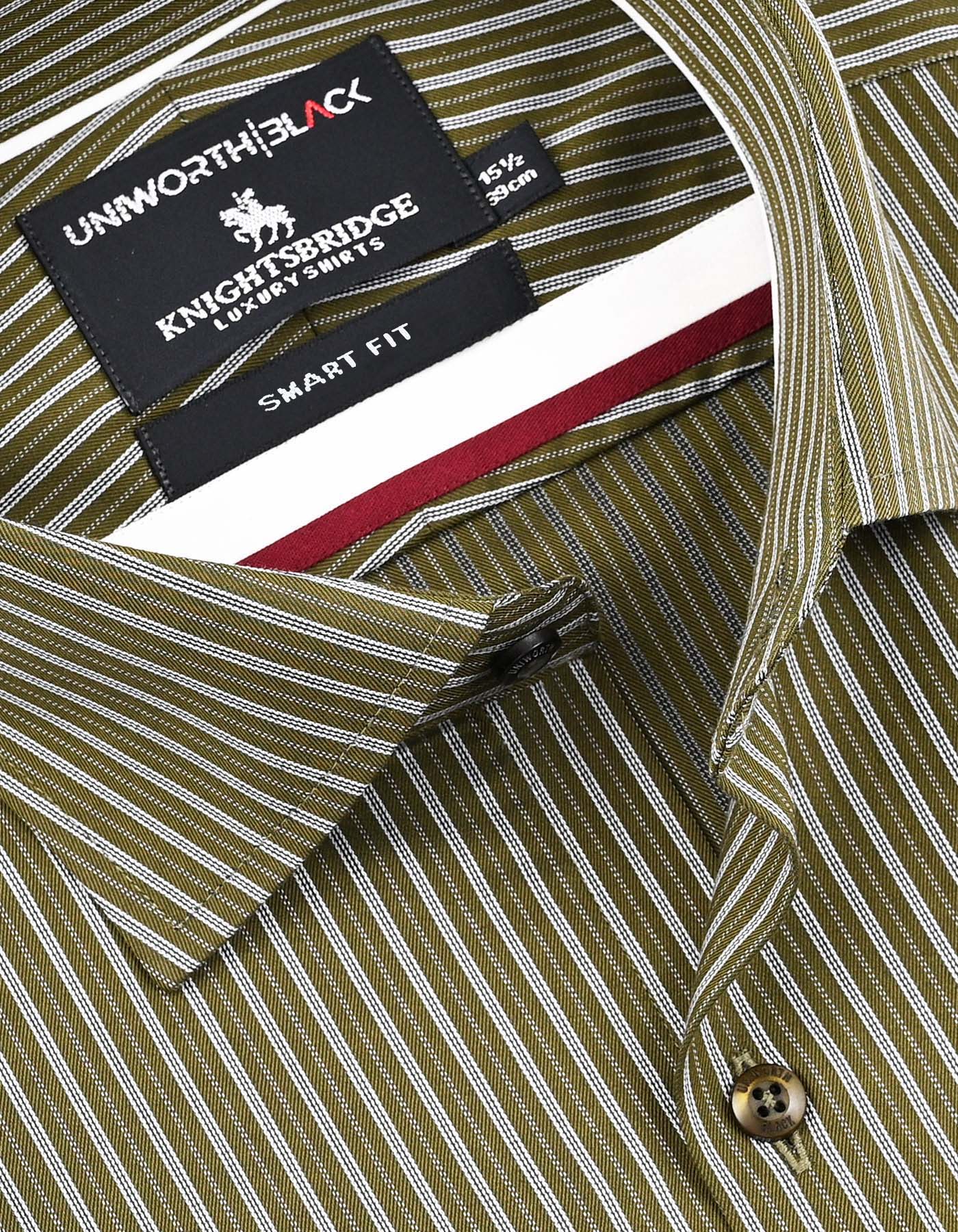 Stripe Olive Tailored Smart Fit Shirt FS2902-1SF-15
