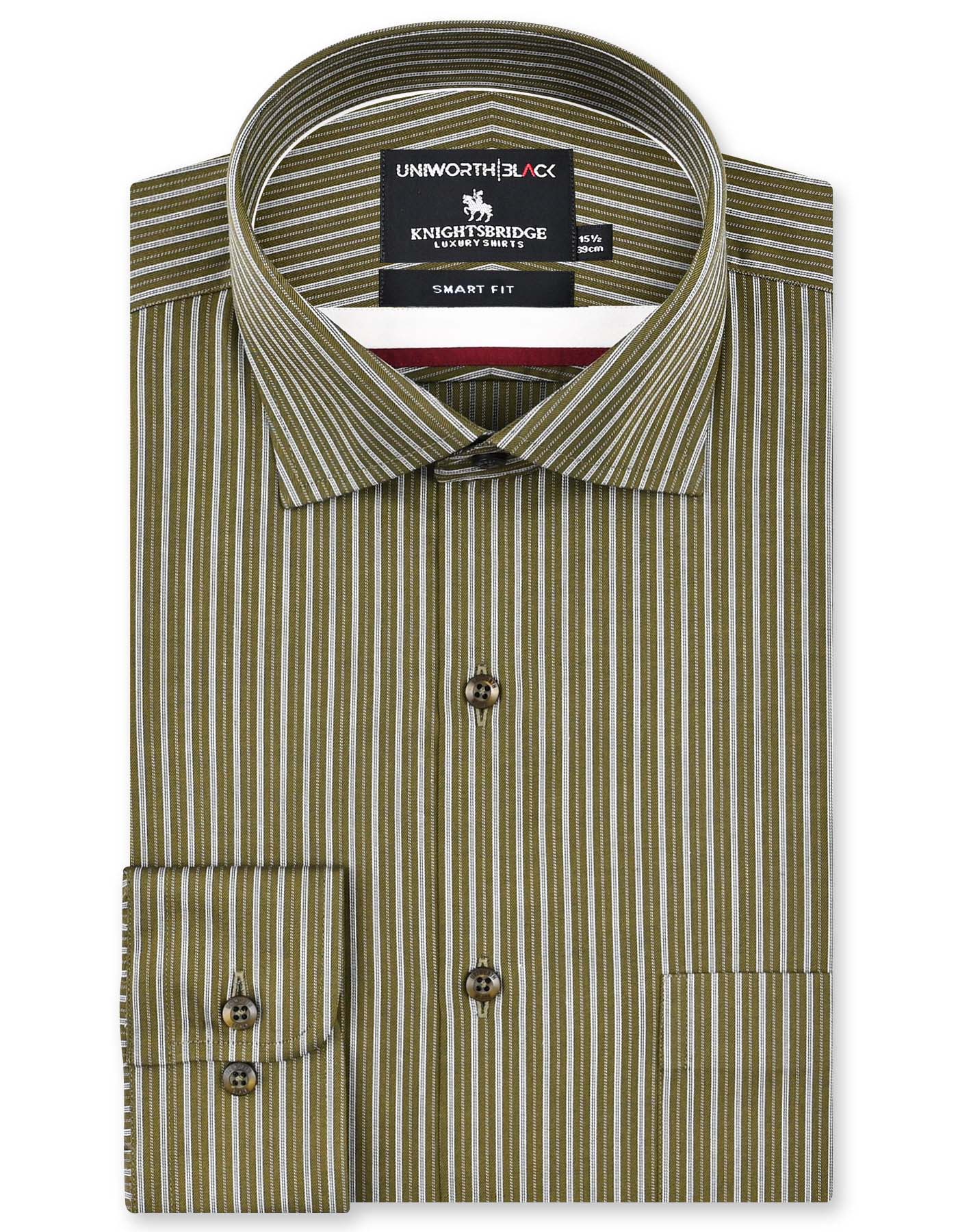 Stripe Olive Tailored Smart Fit Shirt FS2902-1SF-14.5