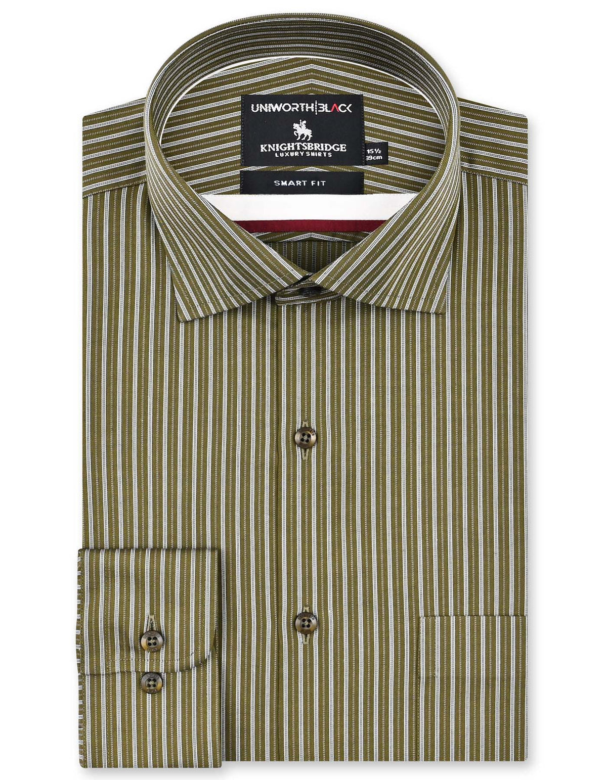 Stripe Olive Tailored Smart Fit Shirt FS2902-1SF-14.5
