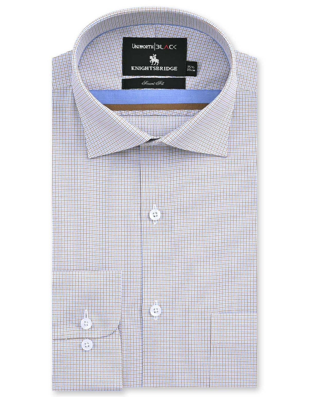 Check L Brown Tailored Smart Fit Shirt FS2906SF-14.5