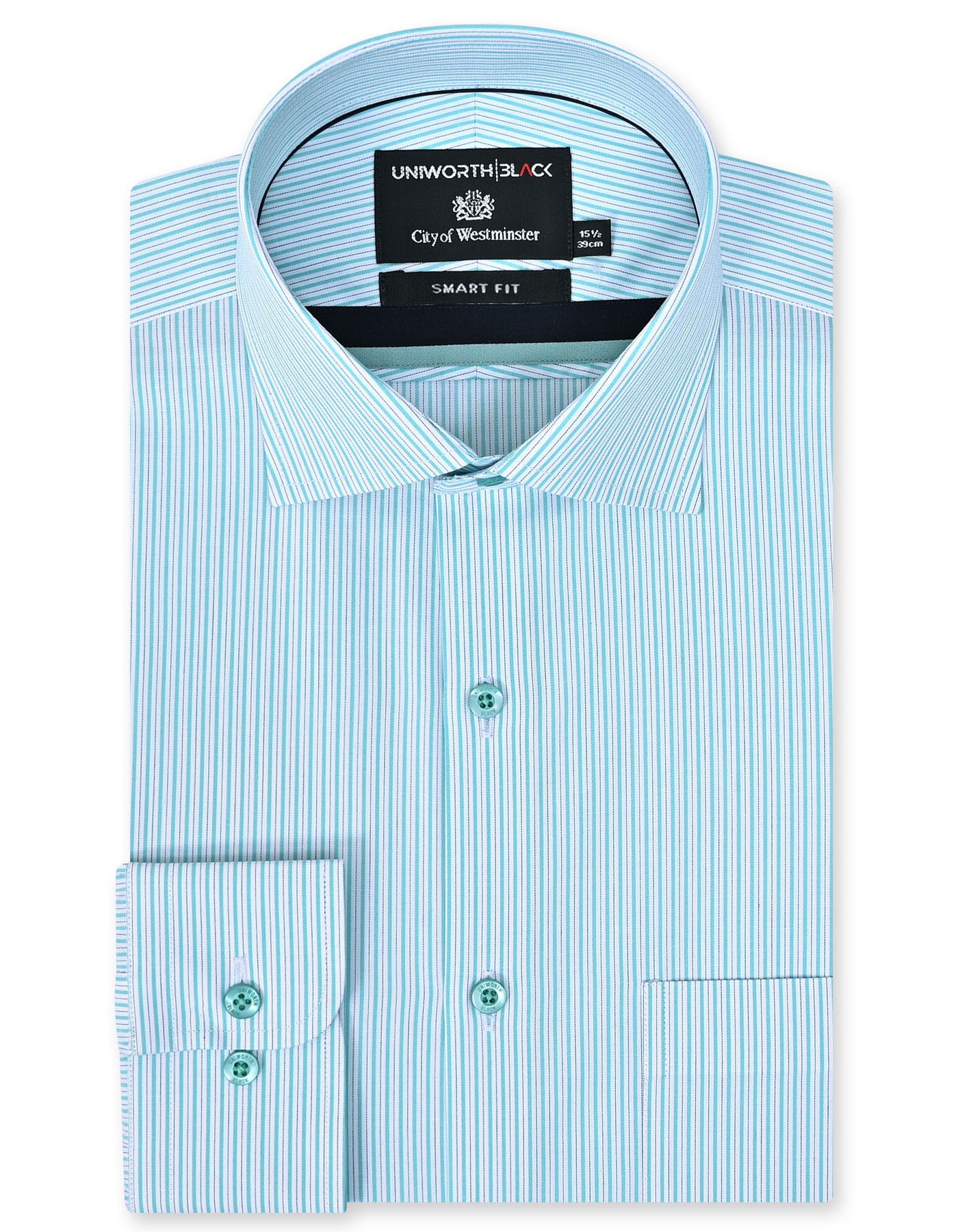 Stripe D Cyan Tailored Smart Fit Shirt FS2909-1SF-14.5