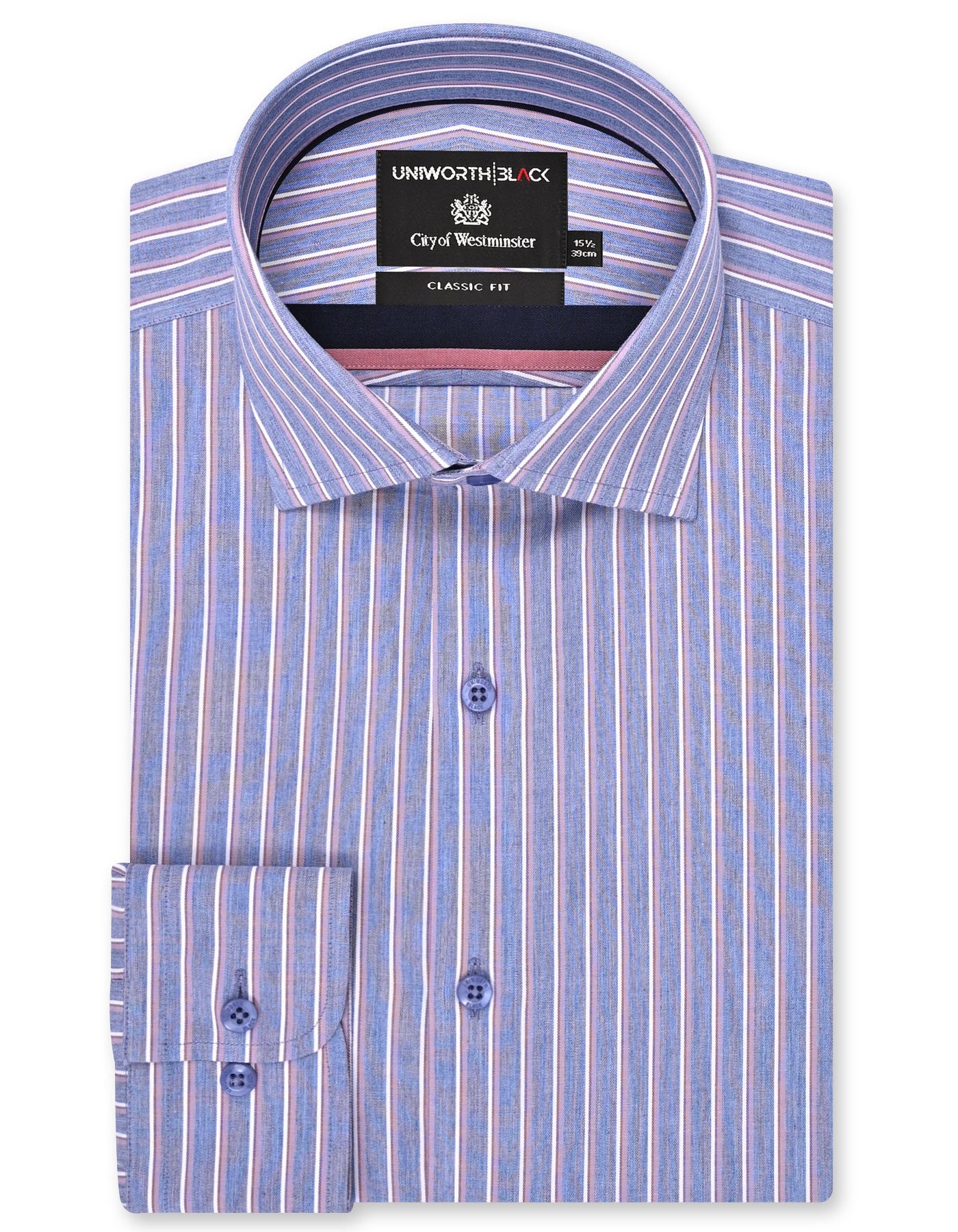 Stripe Navy Classic Fit Shirt FS2912-1RF-14.5