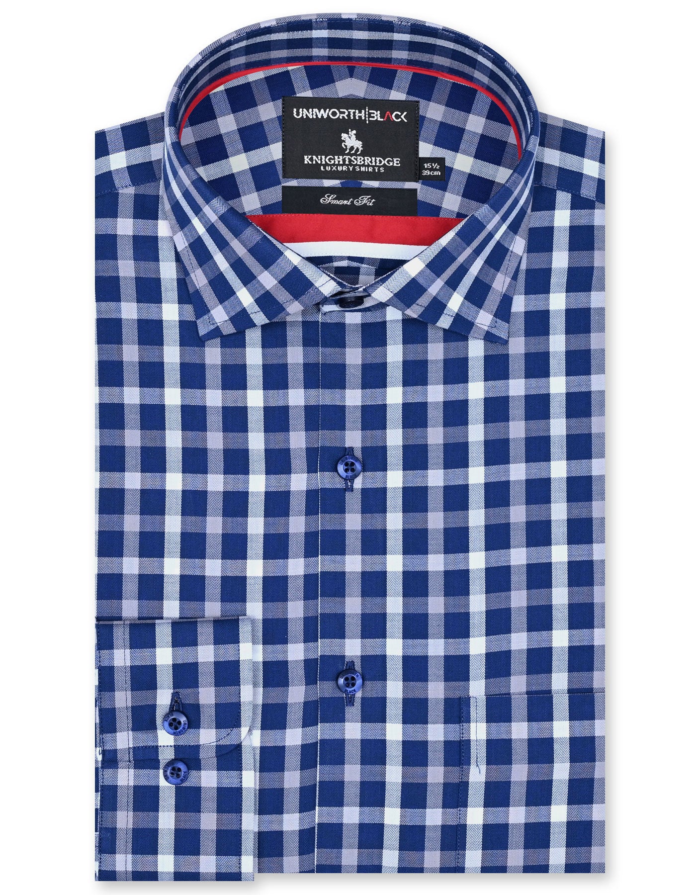 Check Navy Tailored Smart Fit Shirt FS2912SF-14.5