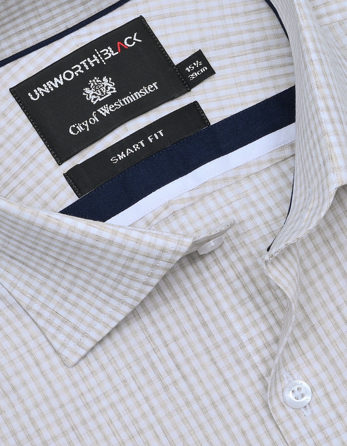 Check Beige Tailored Smart Fit Shirt FS2921SF-15